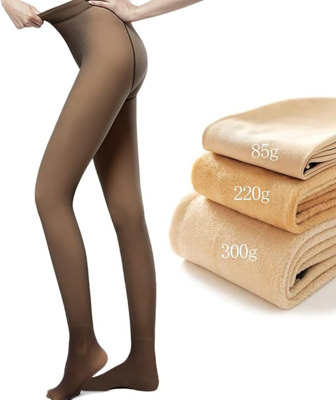 NTSWZYS Fake Translucent Warm Fleece Pantyhose Women Fleece Lined Pantyhose Thermal Winter Tights | Amazon (US)