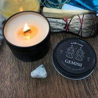 Gemini Horoscope Zodiac Candle Tin/Ocean Breeze Moonstone Crystal Gift Astrology Zodiacs Celestial | Etsy (US)