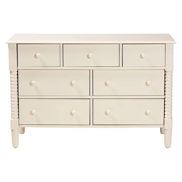 Baxton Studio Braith Farmhouse Dresser, 7-Drawer, Ivory | Walmart (US)