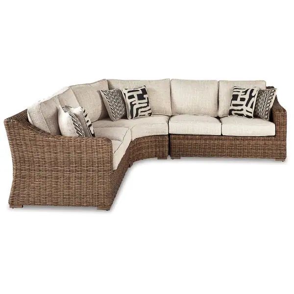 Signature Design by Ashley Beachcroft Beige Outdoor Sectional - Bed Bath & Beyond - 26396066 | Bed Bath & Beyond