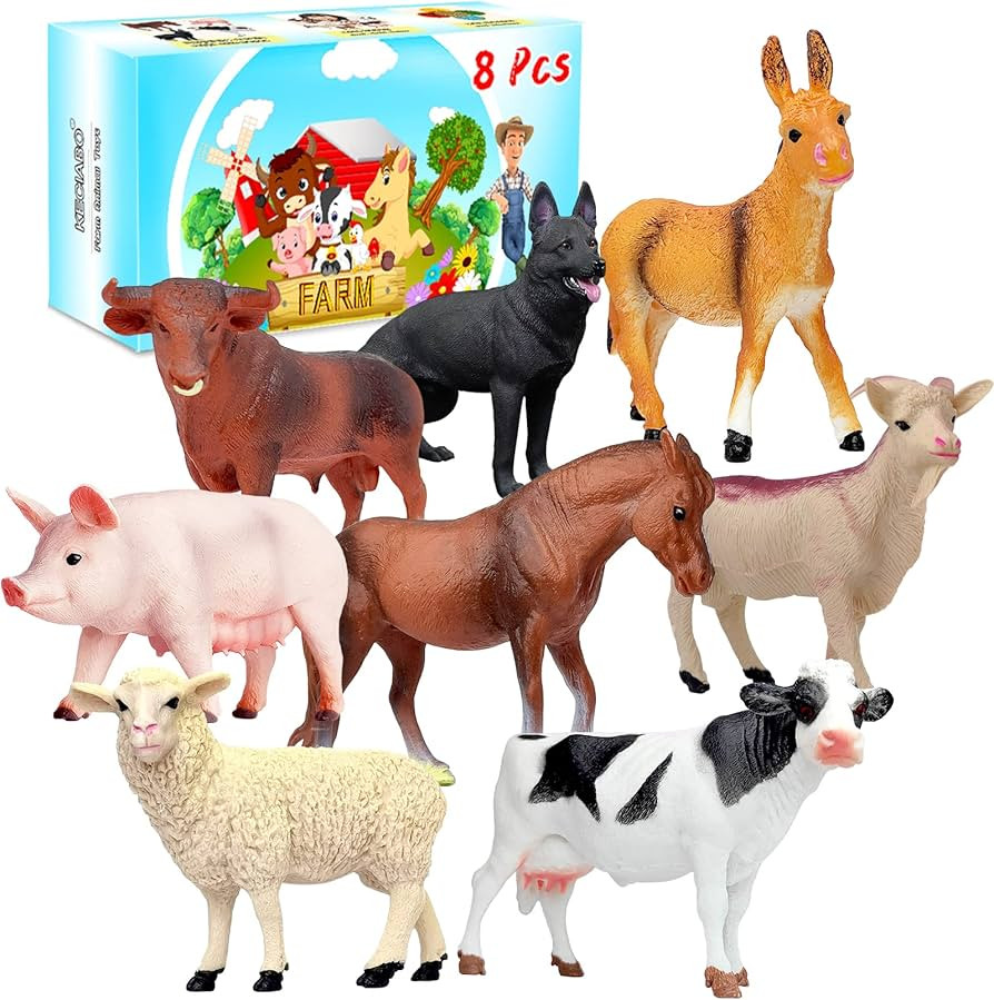 Animal Figurines, Big Animal Toys, 8 Pcs Farm Animals Figurines Toys, Realistic Plastic Animals P... | Amazon (US)