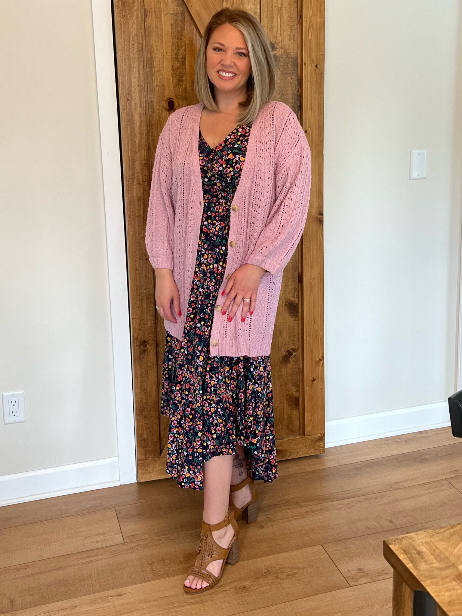 LC Lauren Conrad Dress Women S Small Beige Pink Sweater Long