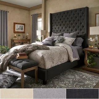 Naples Wingback Button Tufted 84-Inch High Headboard Bed by iNSPIRE Q Artisan - Grey - Wingback/T... | Bed Bath & Beyond