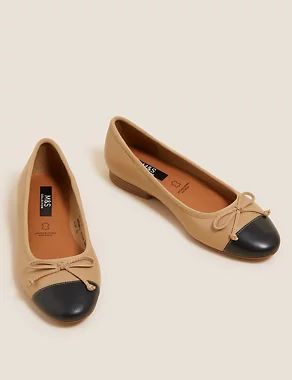 Leather Bow Ballet Pumps | M&S Collection | M&S | Marks & Spencer (UK)