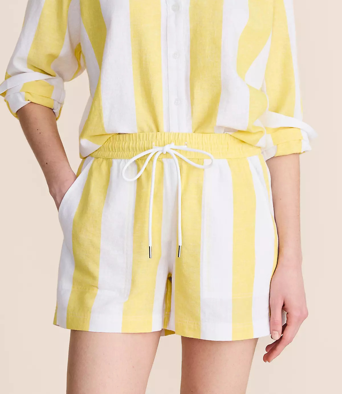 Lou & Grey Striped Linen Cotton Shorts | LOFT