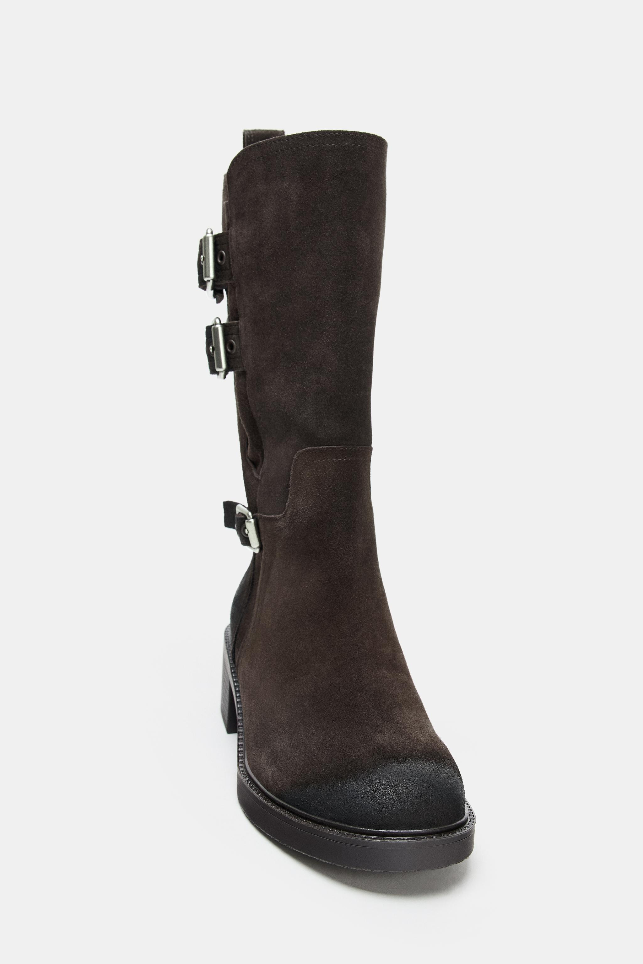 BUCKLED SPLIT LEATHER ANKLE BOOTS | Zara US