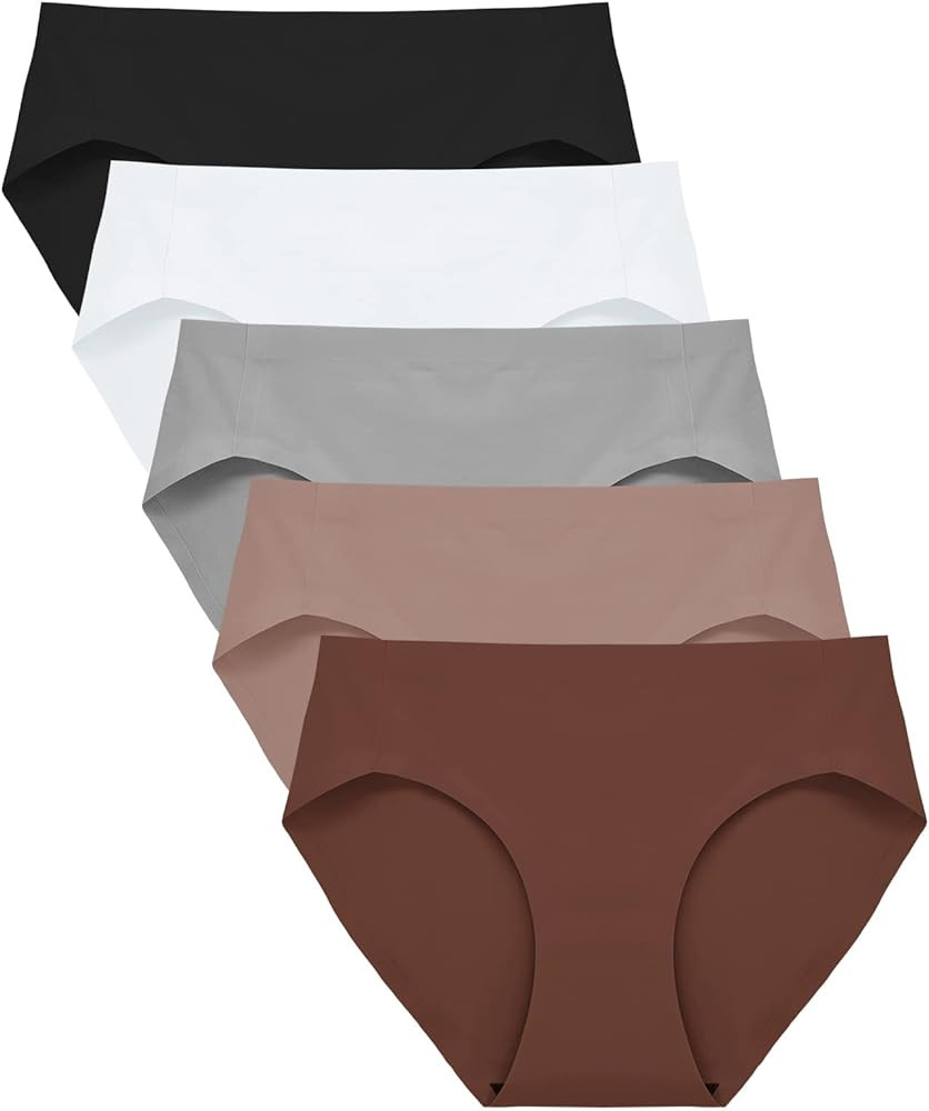 FallSweet No Show Underwear for Women Seamless High Cut Briefs Mid-waist Soft No Panty Lines,Pack... | Amazon (US)