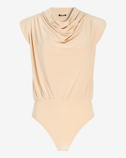 Ruched Cowl Neck Thong Bodysuit | Express