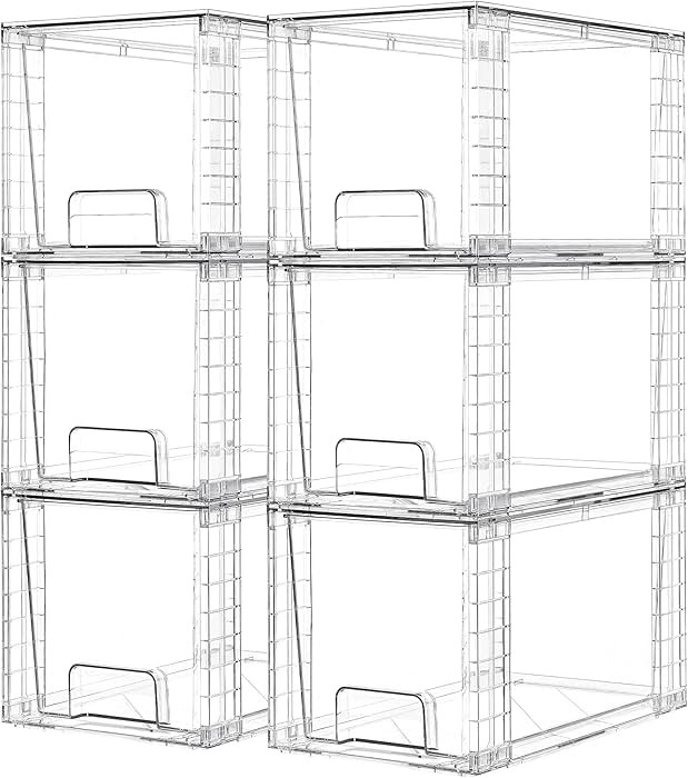 Vtopmart 6 Pack Large Stackable Storage Drawers,Easily Assemble Acrylic Bathroom Closet Undersink... | Amazon (US)