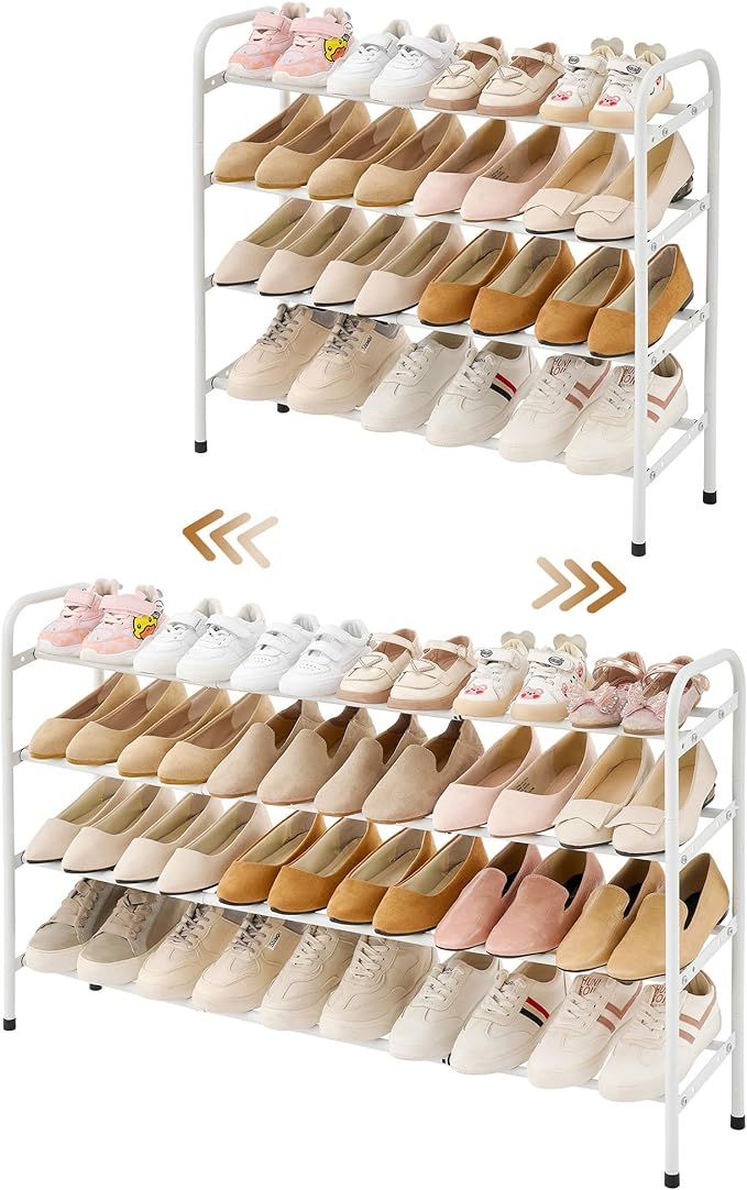 Gewudraw 4-Tier Shoe Rack Expandable, Width Adjustable Shoe Shelf Storage Organizer, 41.53'' Meta... | Amazon (US)
