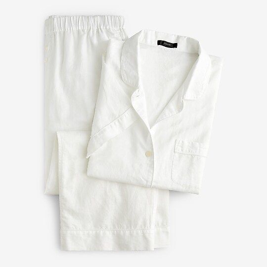 Cotton-linen short-sleeve pajama set | J.Crew US