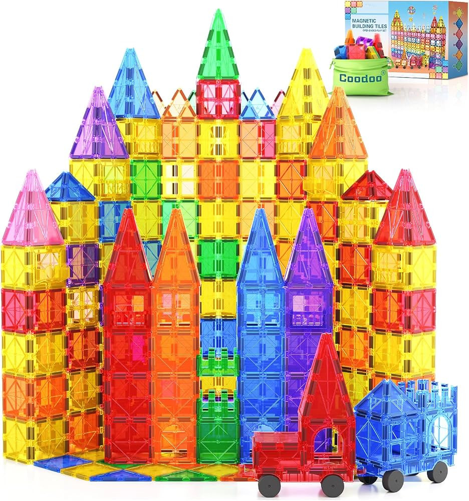 100PCS Magnetic Tiles STEM Building Toys Set with 2 Cars, Sensory Stacking Magnetic Blocks for To... | Amazon (US)