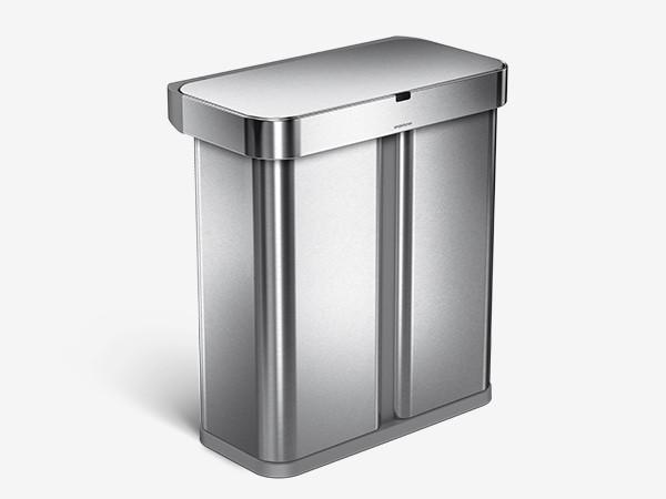 simplehuman 58 Liter / 15.3 Gallon Rectangular Hands-Free Dual Compartment Recycling Kitchen Step Tr | Amazon (US)