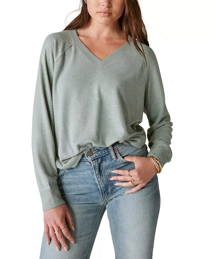 Women's Cloud Jersey Long Sleeve V-neck Top | Macy's