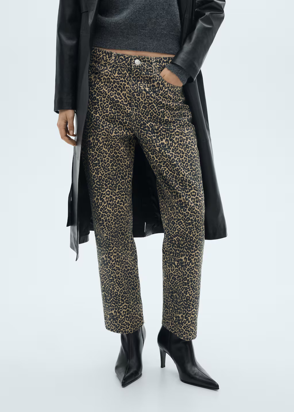 Leopard-print straight jeans - Women | MANGO USA | Mango (US/MX/AU)