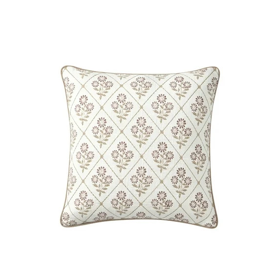 My Texas House 18" x 18" Camilia Dusty Mauve Floral Diamond Decorative Pillow Cover | Walmart (US)