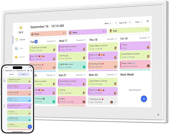 Canupdog 15.6 Inch Digital Calendar, Electronic Planner & Chore Chart with 1920x1080P IPS Touchsc... | Amazon (US)