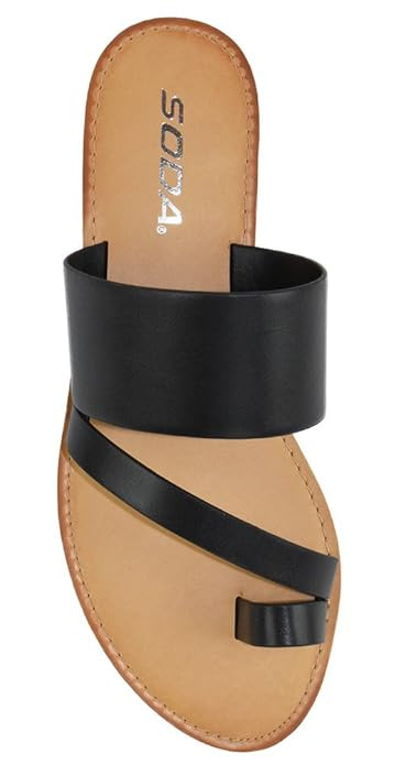 SODA Shoes Women Flip Flops Flat Summer Basic Sandals Thongs Toe Ring Joan | Amazon (US)