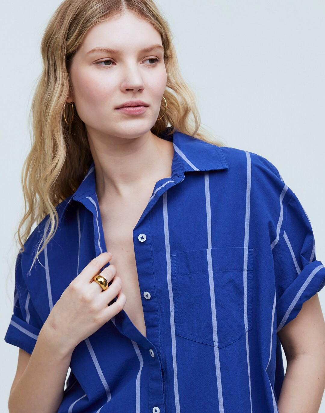 Oversized Boxy Button-Up Shirt in Stripe Signature Poplin | Madewell