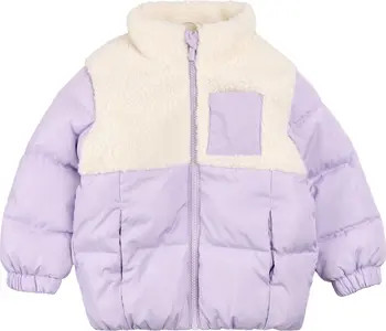 MILES THE LABEL Kids' Mixed Media Puffer Jacket | Nordstrom | Nordstrom
