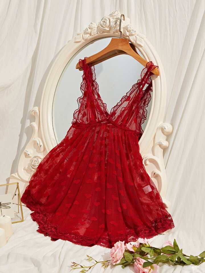 Sheer Heart Mesh Night Dress | SHEIN