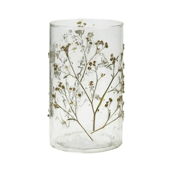 Mainstays Decorative Dried Floral Glass Vase, 7.75" | Walmart (US)