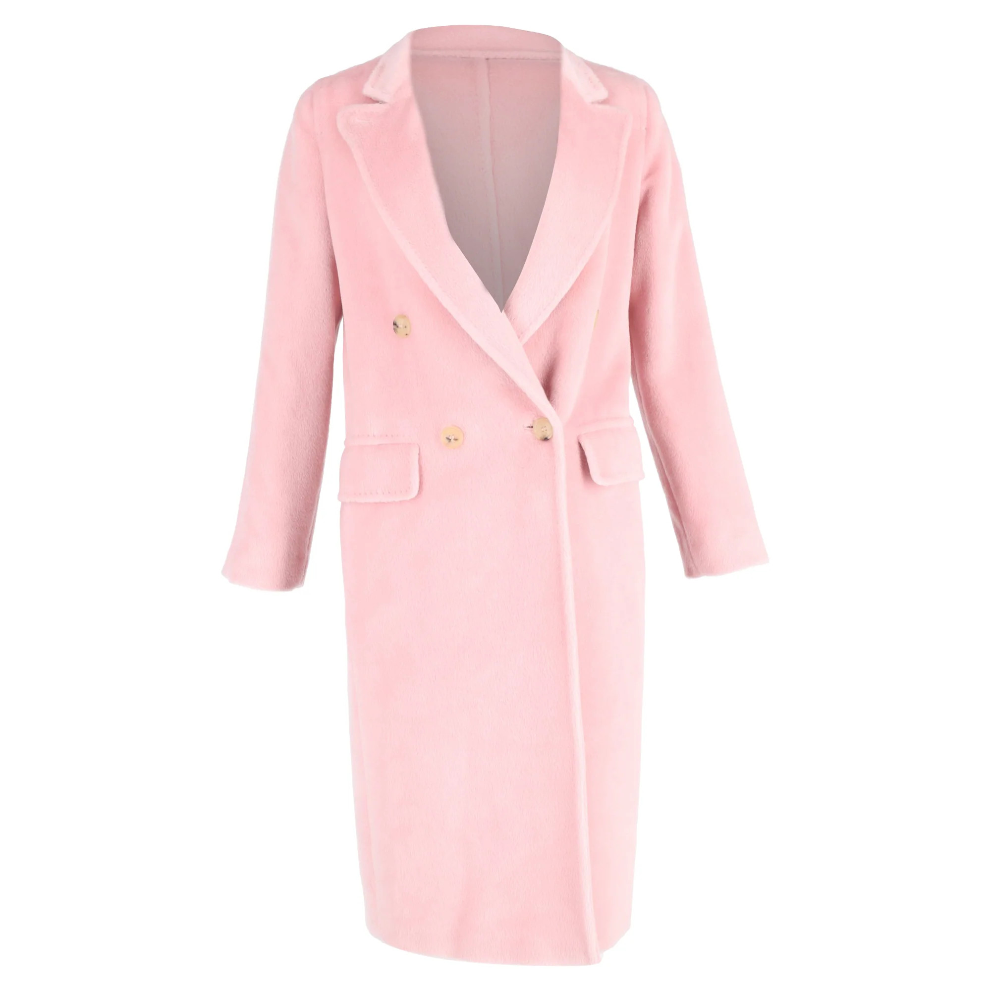 Max Mara Double-Breasted Coat in Pink Wool | Shop Simon