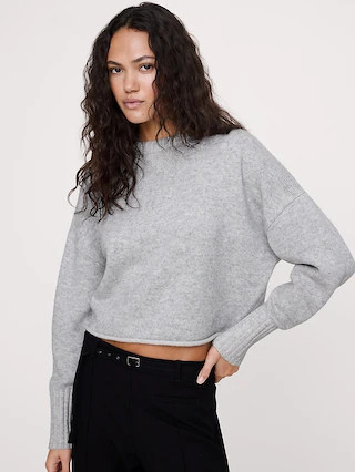 Merino-Cotton Two-Tone Cropped Sweater | Banana Republic (US)