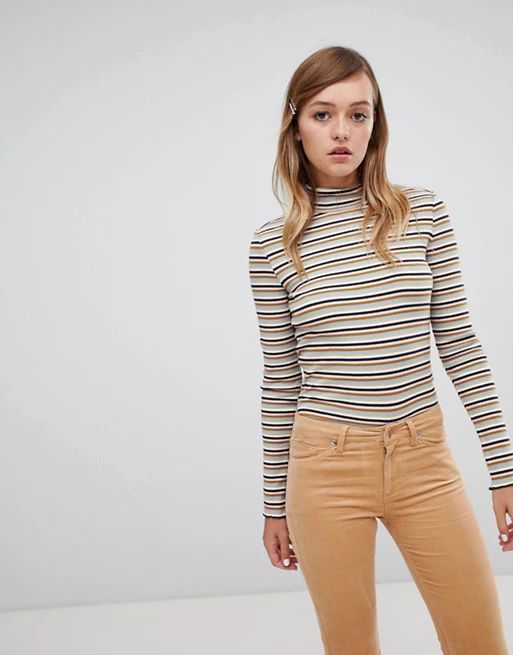 Monki turtleneck top in multi stripe | ASOS US