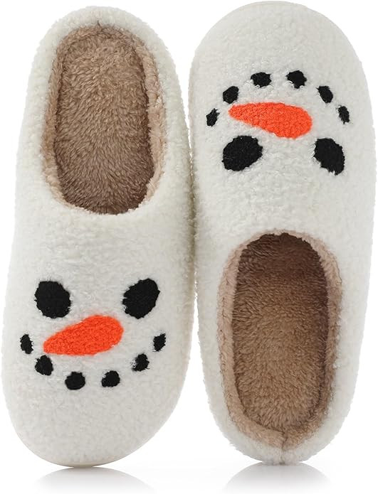 Christmas Slippers Cute Reindeer Slippers for Women, Soft Warm Preppy Fuzzy Winter Indoor Shoes, ... | Amazon (US)