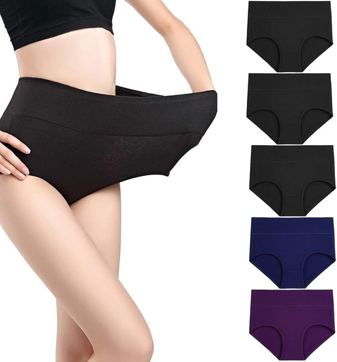 wirarpa Women's Underwear High Waisted Ladies Cotton Panties Soft Full Coverage Briefs 5 Pack | Amazon (US)