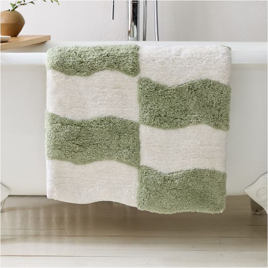 Wavy Blocks Bath Mat | West Elm (US)