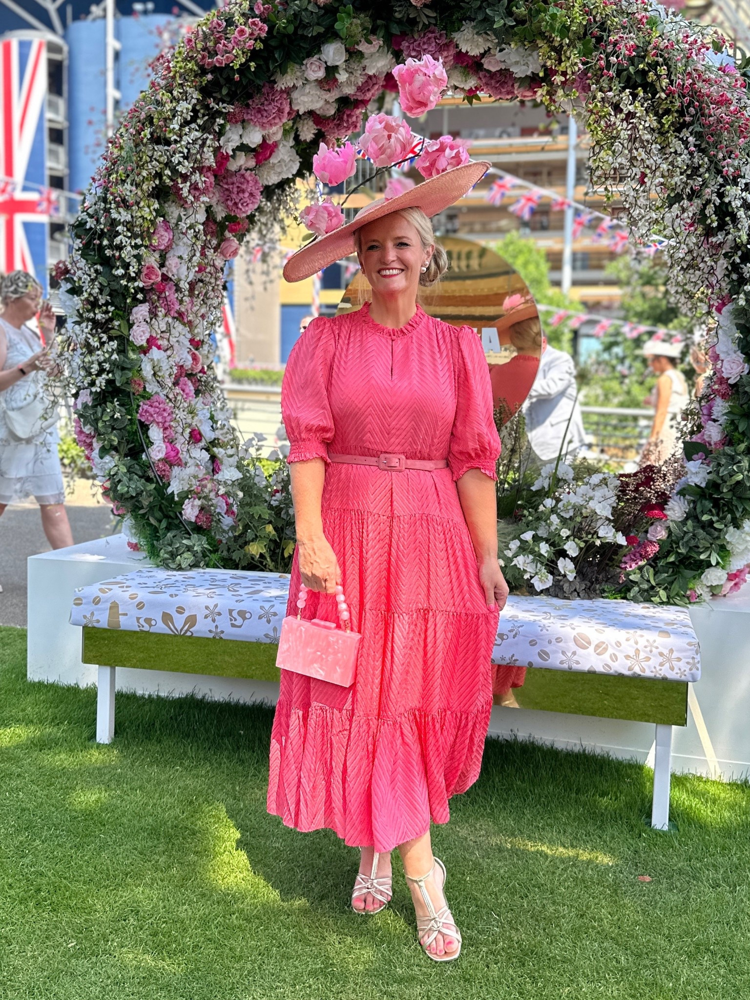Dress, belt, bag, shoes and jacket all @LKBennettLondon. you can get 15% off using my code DRESS_LOVING_MAMA15. 
The amazing hat is by the super talented Charlotte @beazleymillinery. 

#LTKpetite #LTKwedding #LTKluxury