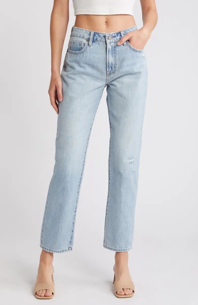 HIDDEN JEANS Ripped Mid Rise Straight Leg Jeans | Nordstrom | Nordstrom