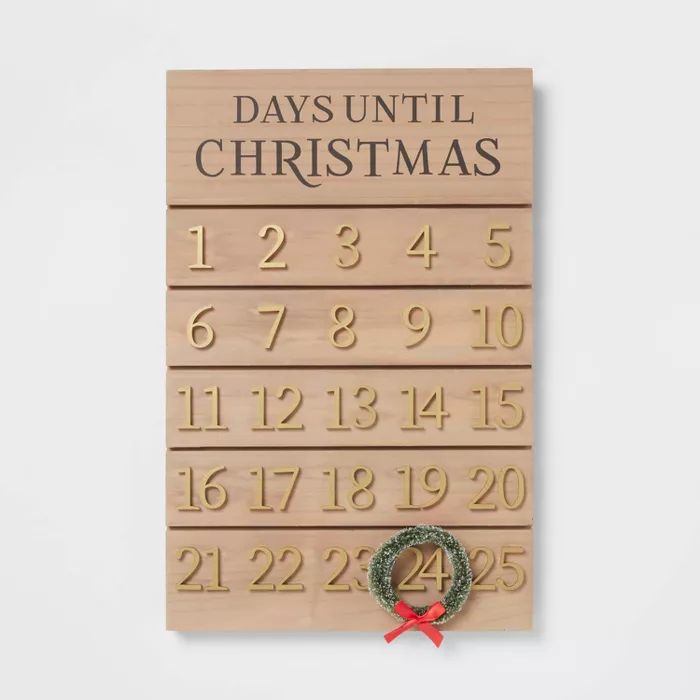 17" x 11" Christmas Countdown Advent Calendar Dark Wood - Threshold™ | Target