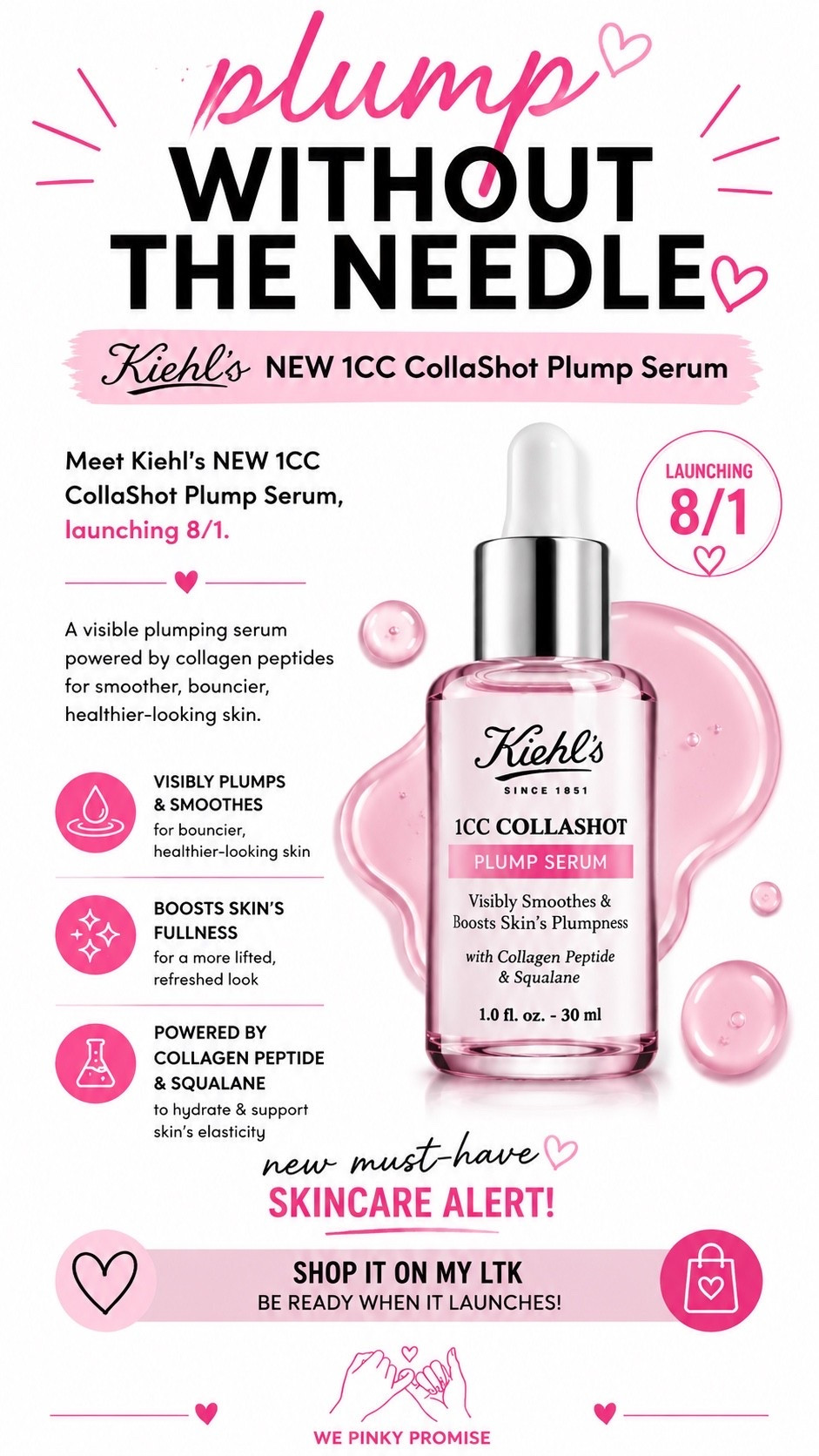 Meet the NEW Kiehl’s 1CC CollaShot Plump Serum—launching 8/1!

If you’re looking for skincare that helps your skin look smoother, firmer, and more visibly plump, this new serum is definitely one to watch. I’m excited to see what all the hype is about! ✨ The product is launching August 1, and early previews describe it as a collagen-focused plumping serum designed to visibly improve skin’s bounce and fullness. 

💕 Tap my LTK to check it out and be ready when it launches!

#LTKBeauty #Kiehls #SkincareFinds #BeautyFavorites #PlumpWithoutTheNeedle #CollaShot