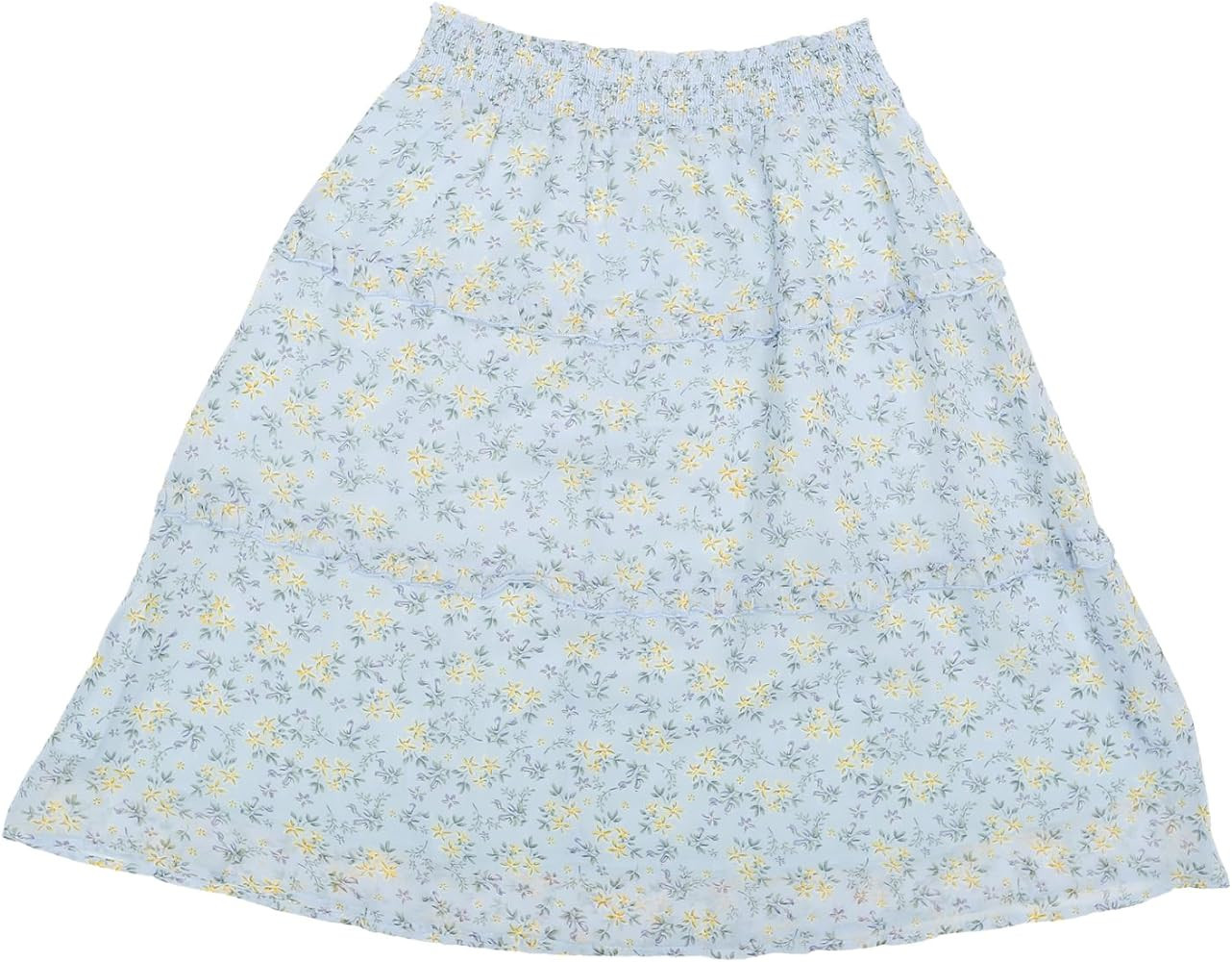 Allegra K Women's Floral Skirts Summer Smocked Elastic Waist A-Line Below Knee Length Ruffle Tier... | Amazon (US)