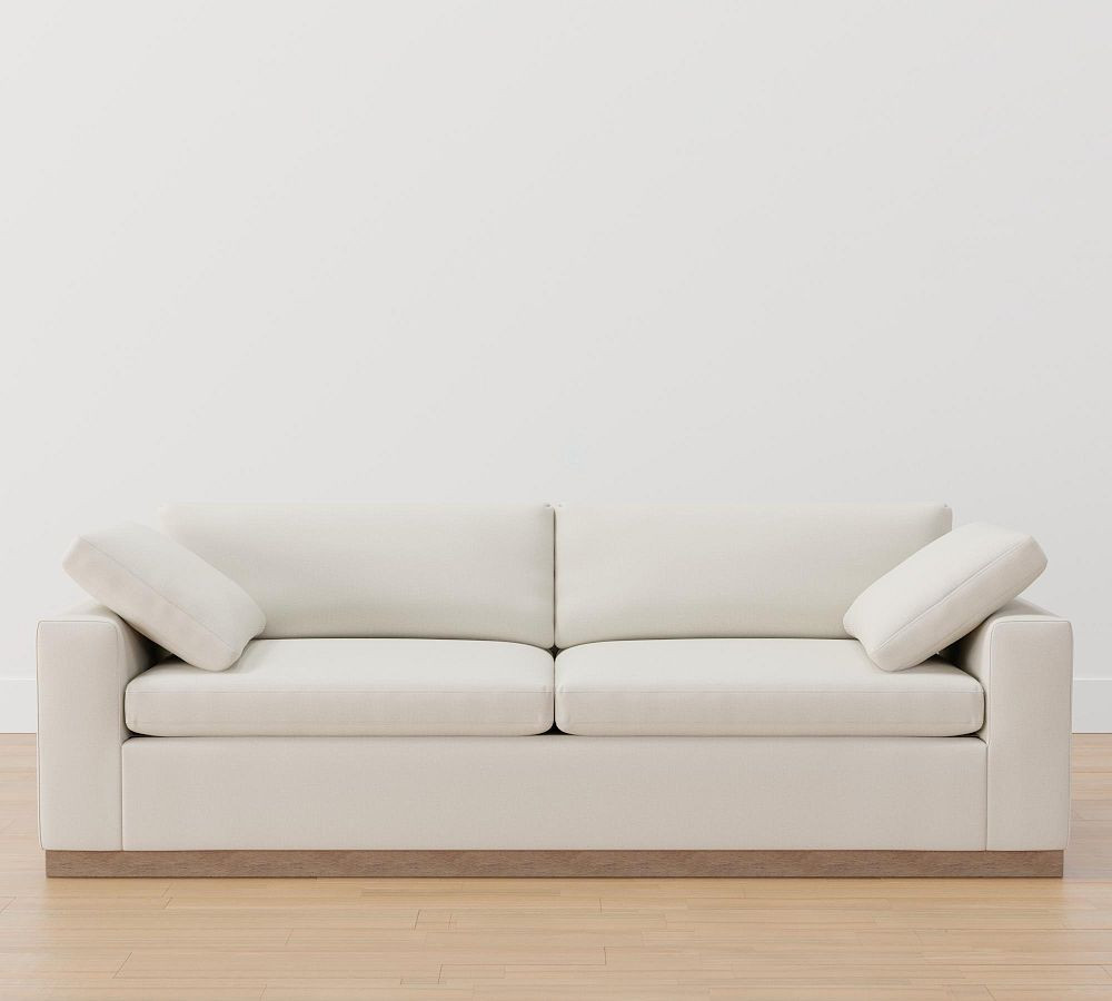Dream Square Wide Arm Upholstered Sofa with Wood Base | Pottery Barn (US)