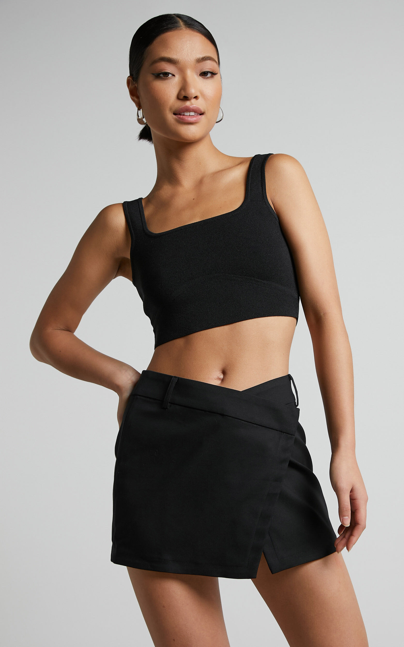 Norisa Mini Skirt - Wrap Front Low Waist Skirt in Black | Showpo (ANZ)