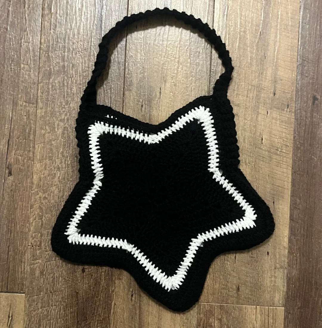 Black and white crochet bag | Etsy (US)