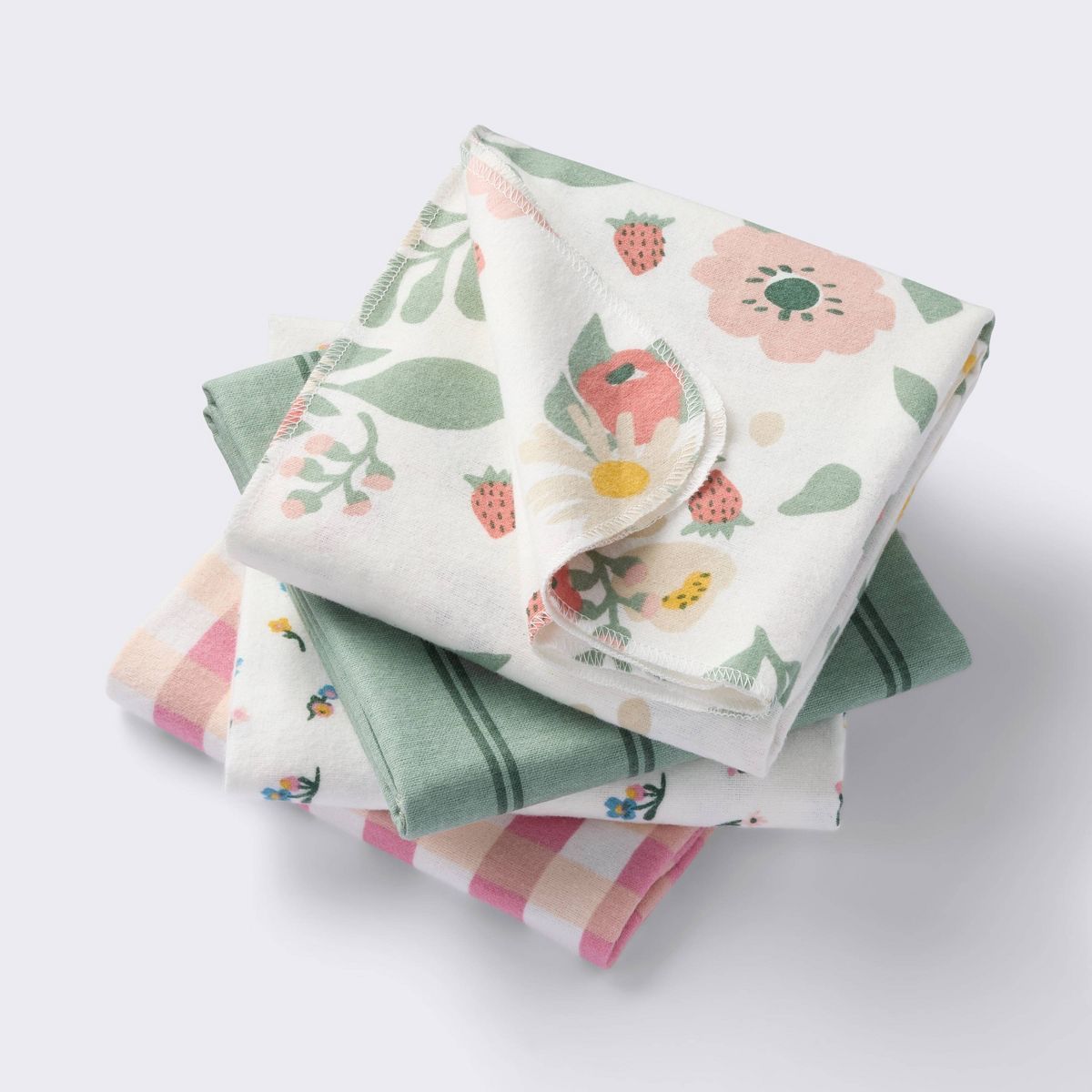 Flannel Baby Blankets - Floral Gingham - 4pk - Cloud Island™ | Target