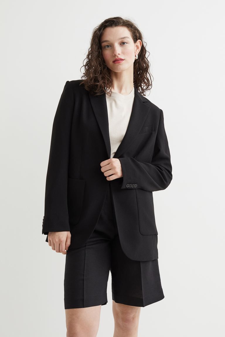 Relaxed-fit single-breasted jacket in a woven linen and viscose blend. Notched lapels, one button... | H&M (US + CA)