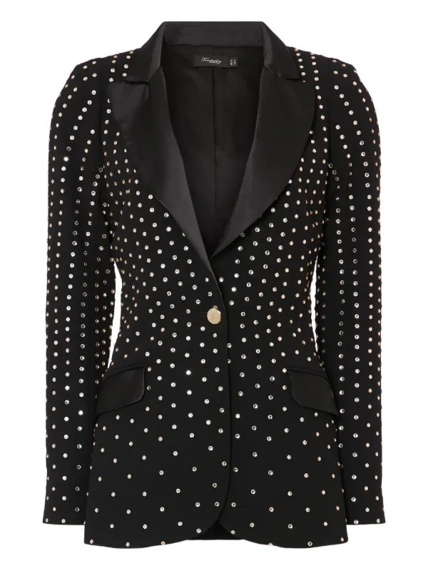 crystal-embellished padded-shoulders blazer | Farfetch Global