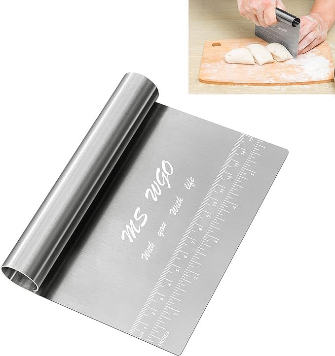 Pro Dough Pastry Scraper/Cutter/Chopper Stainless Steel Mirror Polished with Measuring Scale Mult... | Amazon (US)