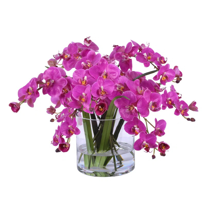 Faux Silk Orchid Arrangement in Vase | Wayfair North America