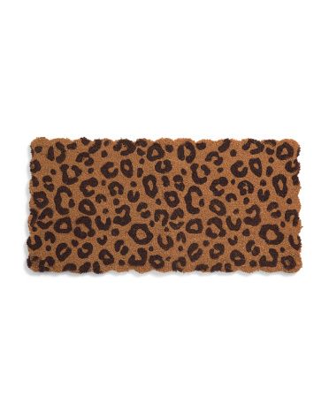 20x40 Cheetah Printed Scalloped Edge Coir Doormat | TJ Maxx