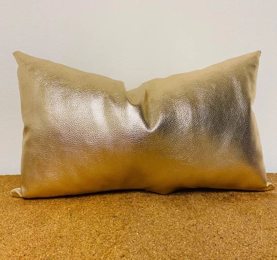 Leather pillow-gold pillow-lumbar-Decorative pillow-Throw | Etsy | Etsy (US)