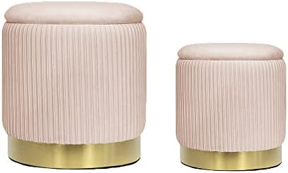 YYW HOME Ottoman with Storage - Rose Velvet Ottoman for Living Room, Velvet Storage Ottoman for K... | Amazon (US)