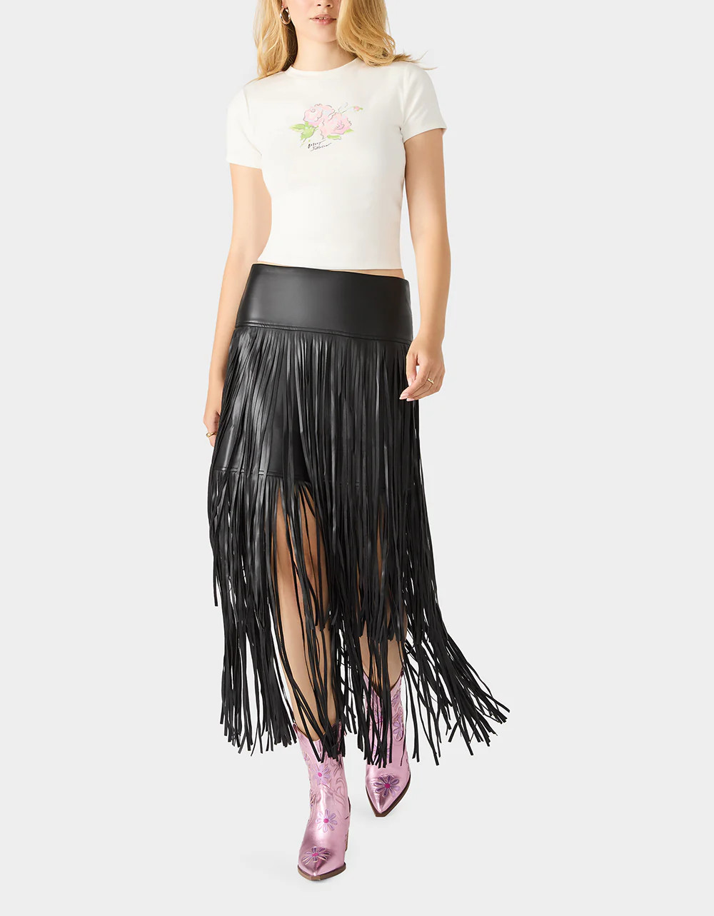 MIDNIGHT RODEO SKIRT BLACK Women's Fringe Maxi Skirt | Betsey Johnson