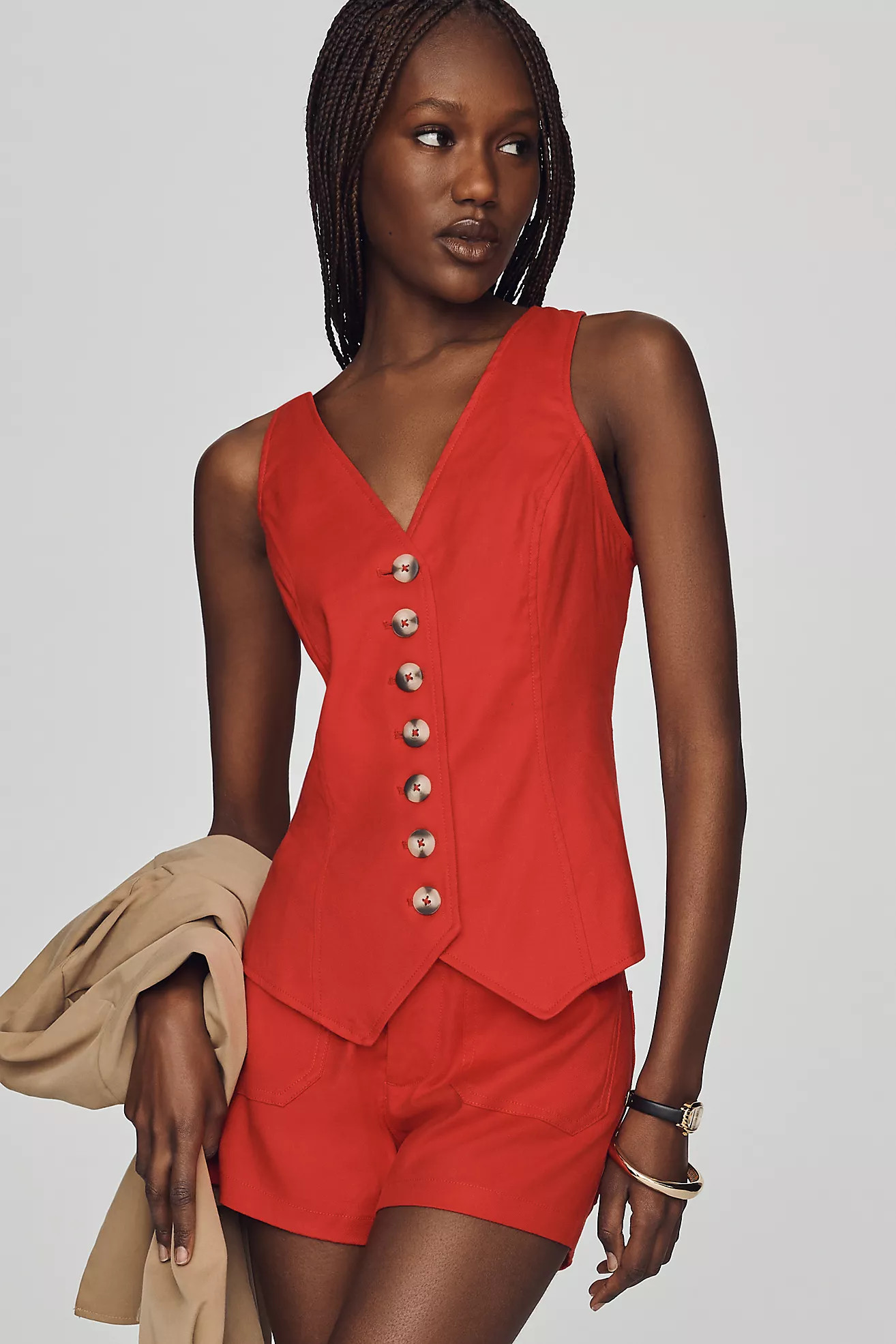 Halsey European Linen Stretch Button Front Blouse | Anthropologie (US)